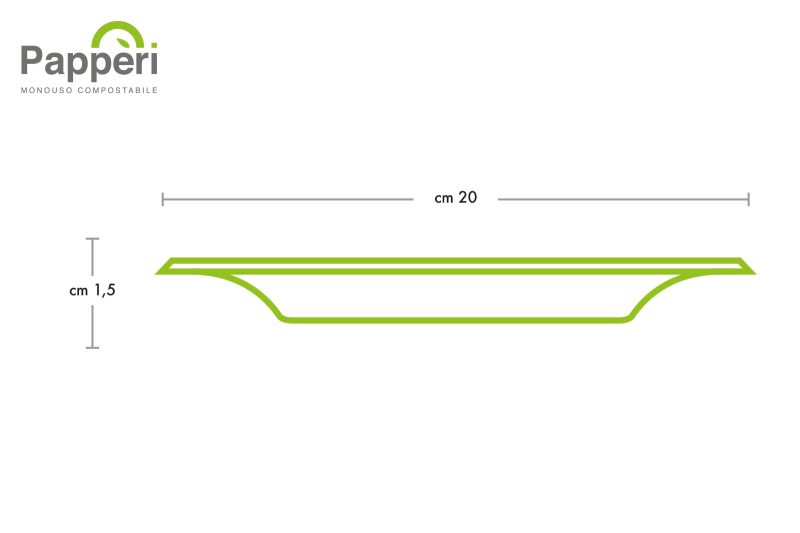 dimensioni piatto quadrato 20 cm compostabile e biodegradabile