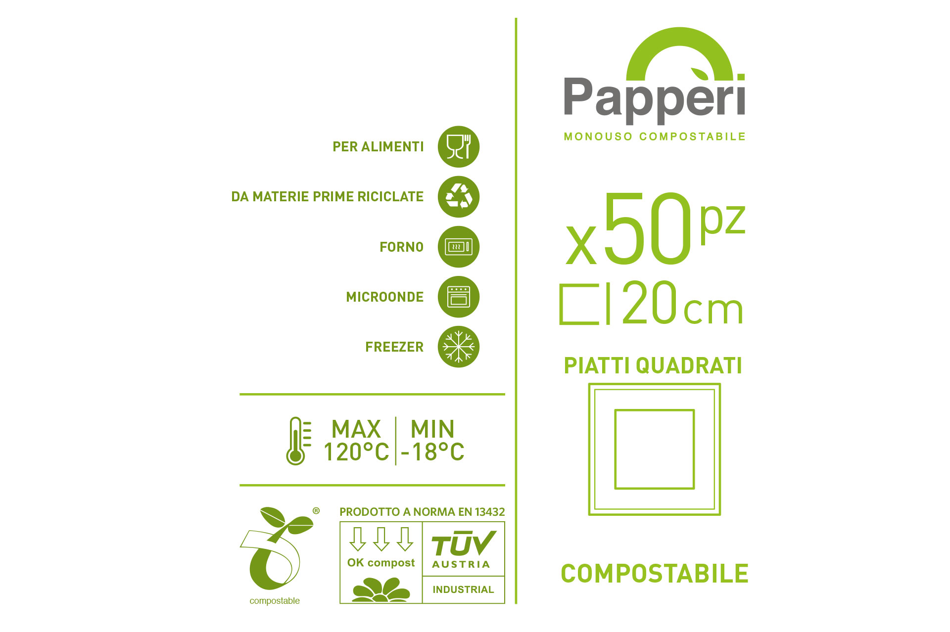 alternativa di carta ecologica biodegradabile bagassa compostabile resistenti e usa e getta 100% naturale in canna da zucchero 50 pezzi 11,2 x 13,2 cm Ahippob Piatti di carta quadrati per feste 